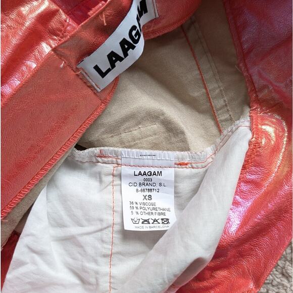 Free People Laagam Twiggy Metallic Pink High-rise Straight Leg Pants, size XS - Picture 11 of 11